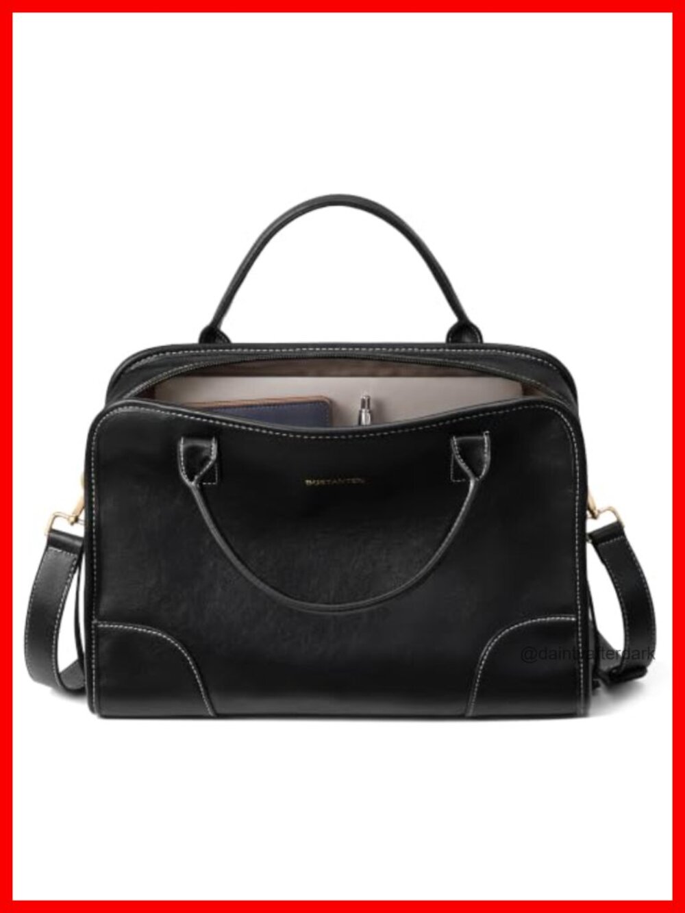 Structured Satchel Handbag with Top Handles, Faux Leather, Adjustable Strap